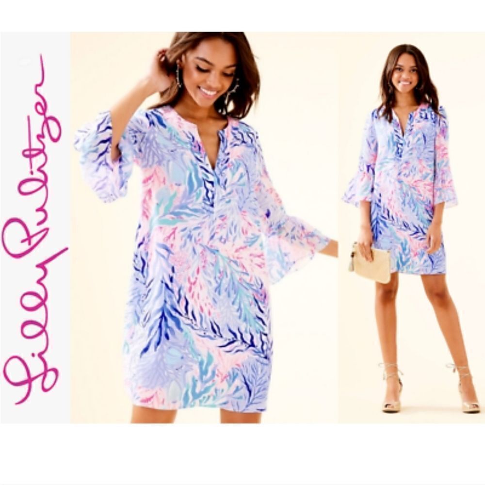 Lilly Pulitzer Elenora Silk Dress Kaleidoscope Coral XXSMALL
